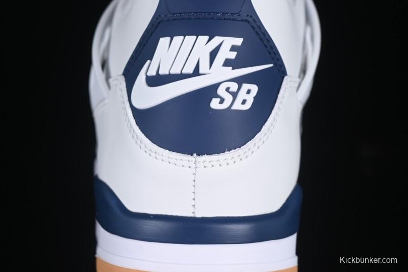 Nike SB x Air Jordan 4 Retro "Navy" White Blue Basketball Shoes - DR5415-100