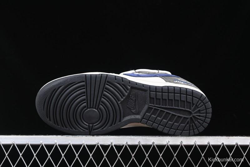 Nike SB Dunk Low Supreme Collaboration - Grey White Blue Swoosh Lace-Up Anniversary Customized Low-Top Casual Skate Shoes - XS1186-100