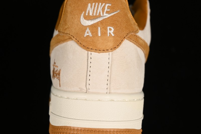 Nike Air Force 1 '07 Low Stussy Collaboration - Wheat Pig Leather Low-Top Casual Sneakers - HD1968-020