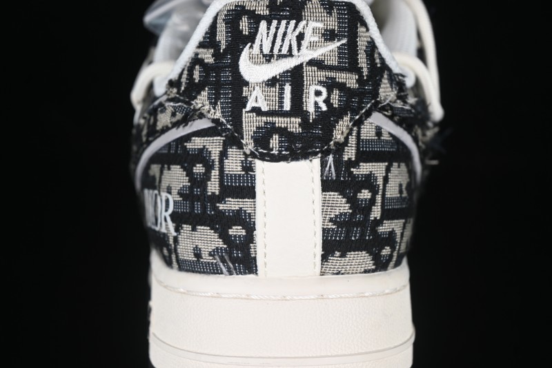 Nike Air Force 1 '07 Low Dior Collaboration Black Pattern Drawstring Casual Sneakers - SJ1198-106