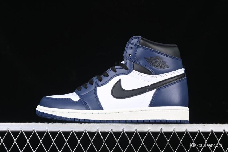 Nike Air Jordan 1 High OG "Midnight Navy" Basketball Shoes with Full Leather Construction - DZ5485-401