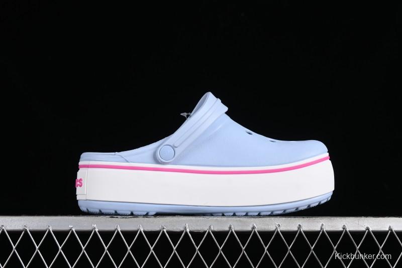 Crocs Crocband Platform Rainbow Comfortable Thick-Soled Clogs - B.D4