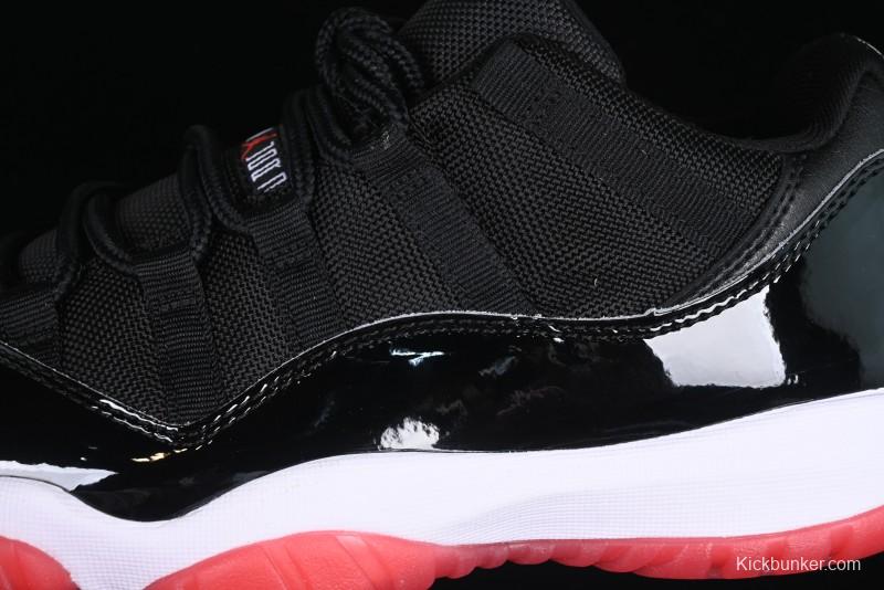 Nike Air Jordan 11 Low Bred Basketball Shoes with Patent Leather and Carbon Fiber - FV5104-006