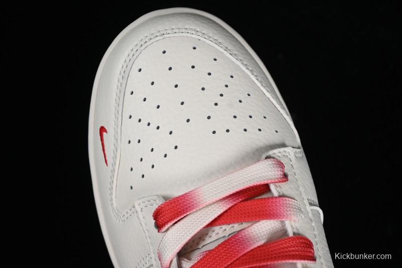 Supreme x Nike SB Dunk Low Anniversary Custom White Red Colorway Low-Top Casual Skate Shoes - BB8657-107