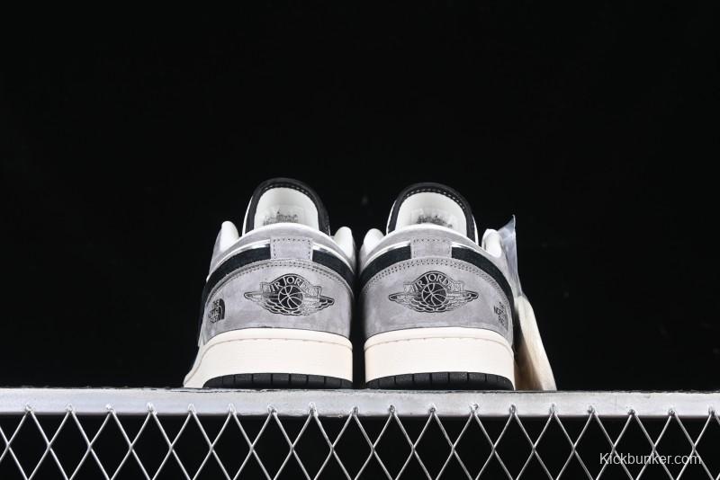 Nike Air Jordan 1 Low AJ1 The North Face Collaboration - Grey Black Toe Retro Basketball Shoes - XX3318-512