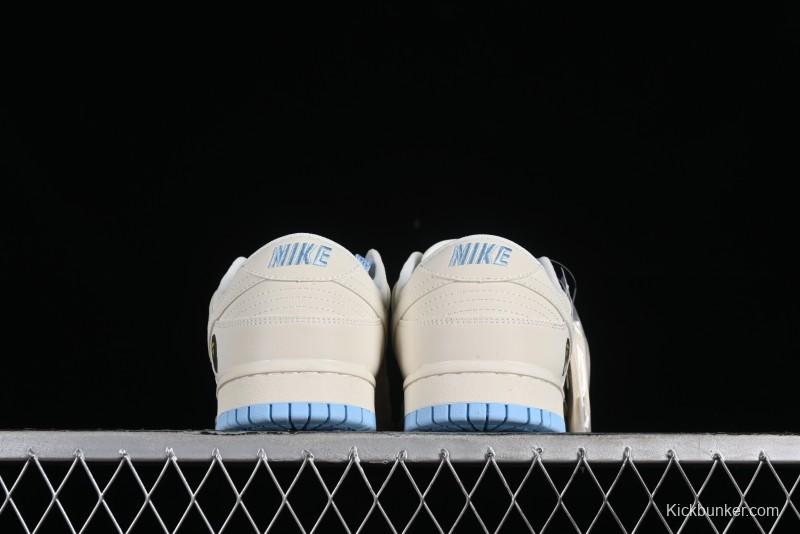 Nike SB Dunk Low BAPE Collaboration - Off-White Mini Blue Swoosh Anniversary High-End Custom Low-Top Casual Sneakers - XD6188-027