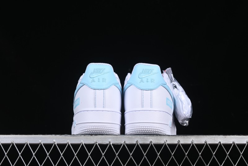 Nike Air Force 1 '07 Low Casual Sneakers with White & Blue Swoosh - CW2288-026