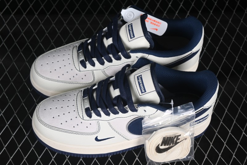 Nike Air Force 1 '07 Low Supreme Collaboration Navy Blue Line Low-Top Casual Sneakers - XZ6188-019