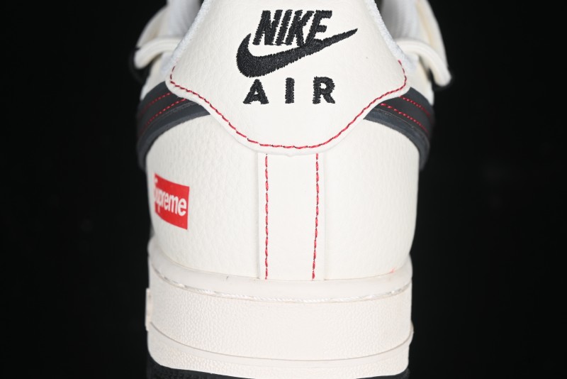 Nike Air Force 1 '07 Low Supreme Collaboration - Beige Red Lace-Up Low-Top Casual Sneakers SJ1198-104