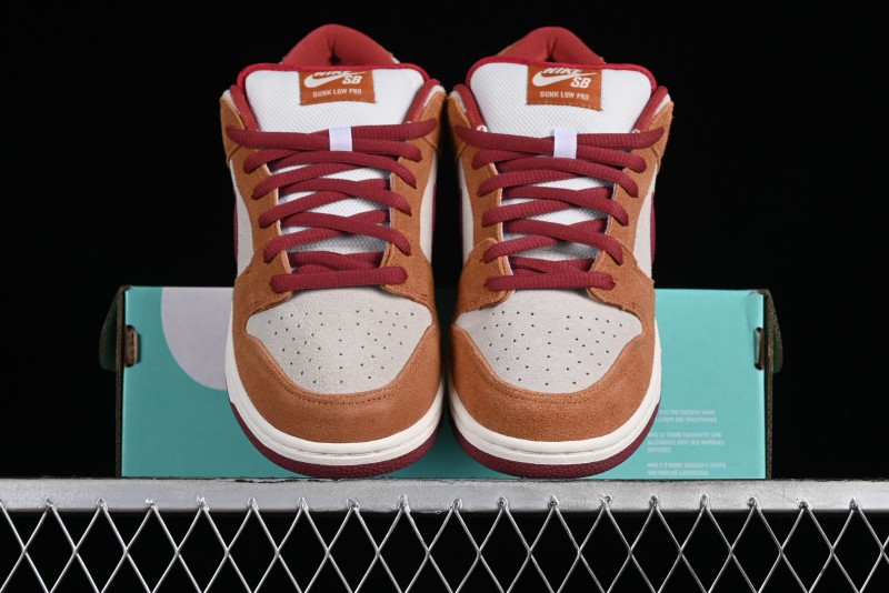 Nike SB Dunk Low Pro Brown Red Colorway SB Low Top Casual Skate Shoes - BQ6817-202
