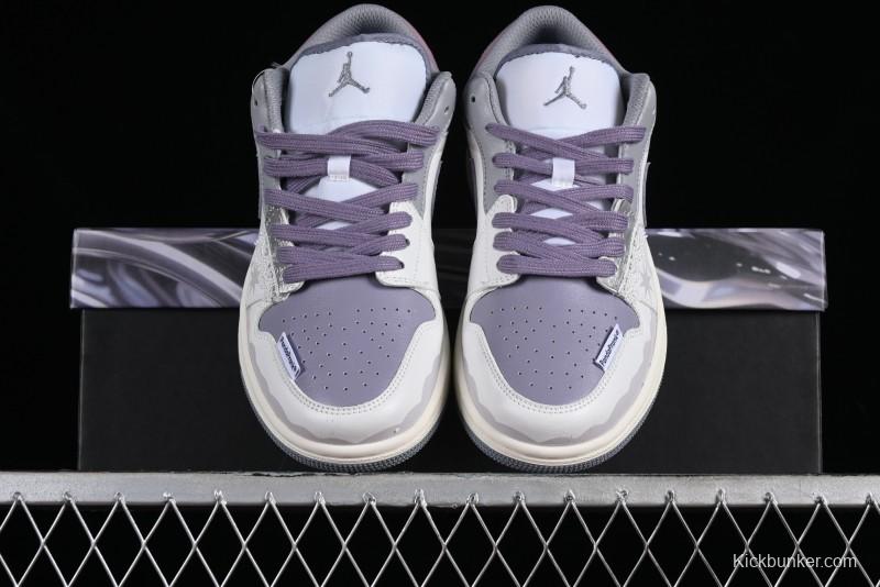 Nike Air Jordan 1 Low AJ1 Retro Basketball Shoes with Panda Mischief Modern Floral Design - 553560-053