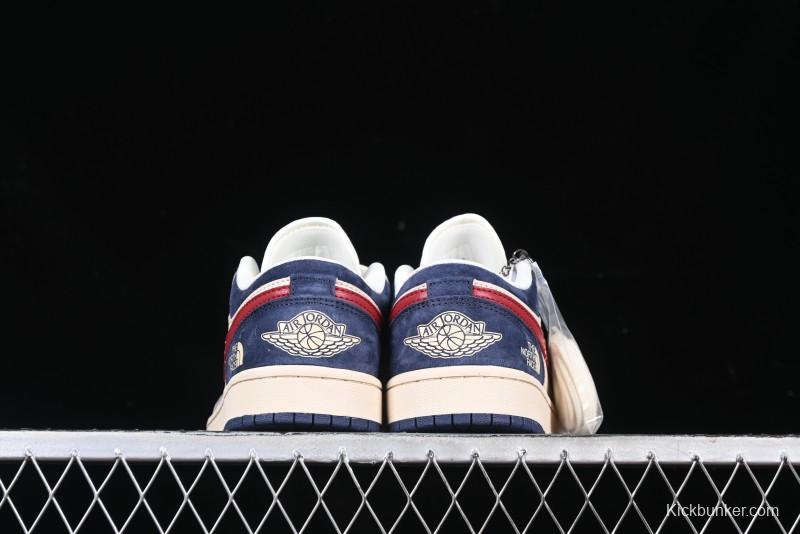 Nike Air Jordan 1 Low AJ1 The North Face Collaboration Grey Blue Red Hook Retro Basketball Shoes - DM9188-012