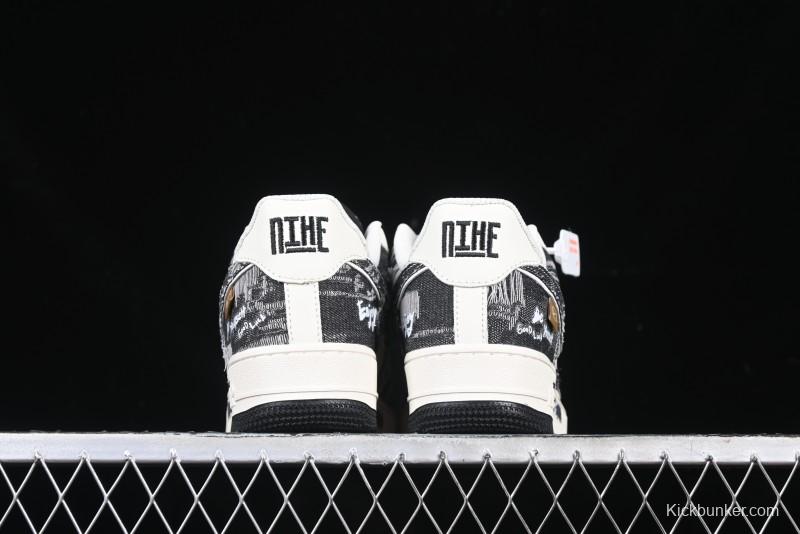 Nike Air Force 1 '07 Low "Black Jeans" Graffiti Casual Sneakers - FB0607-660