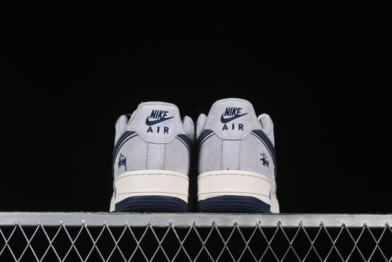 Nike Air Force 1 '07 Low Stussy Collaboration Grey Blue Swoosh Casual Sneakers - XZ3318-088