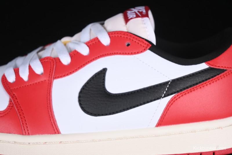 Nike Air Jordan 1 Low AJ1 White Red Black Hook Casual Sneakers - HQ6998-600