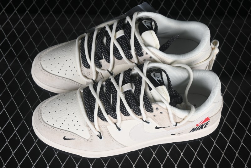 Nike SB Dunk Low Collaboration Sneakers - Red Tag Beige Black Anniversary Custom Edition - XX3168-118