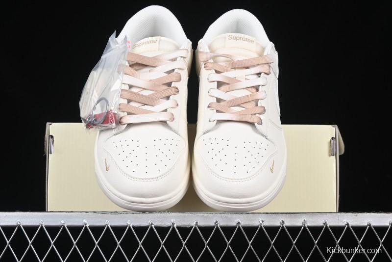 Nike SB Dunk Low Supreme Collaboration Two-Tone Khaki Anniversary High-End Custom Low-Top Casual Skate Shoes - BB8675-111