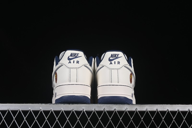 Nike Air Force 1 '07 Low Bape Collaboration Off-White Navy Blue Casual Sneakers - HH7518-066