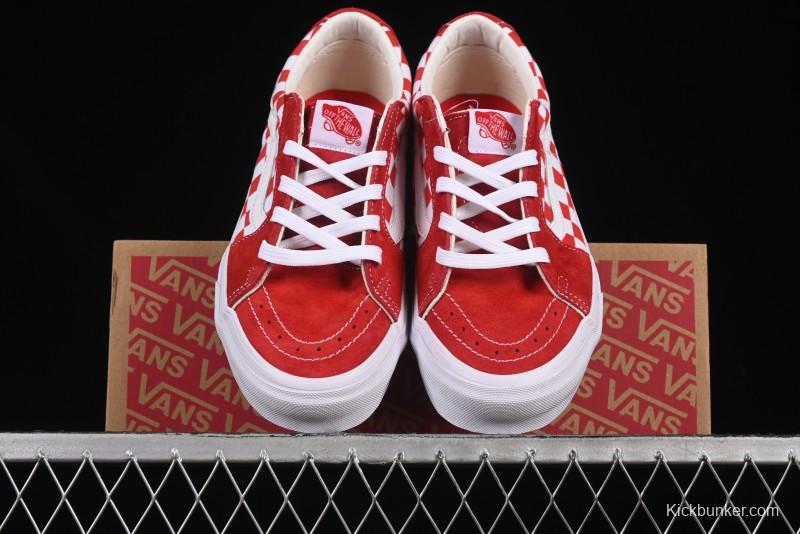 Vans Sk8-Low White Red Checkerboard Slip-Resistant Casual Skate Shoes - VN0A4UUK4W9