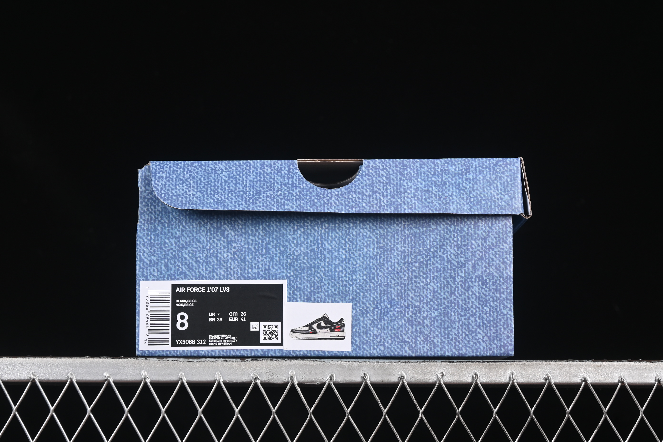 Nike Air Force 1 '07 Low Levi's Collaboration Dual-Tone Black Denim Casual Sneakers - YX5066-312