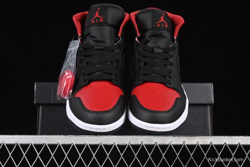 Nike Air Jordan 1 Mid AJ1 Black Red Mid-Top Casual Sneakers - DQ8426-067