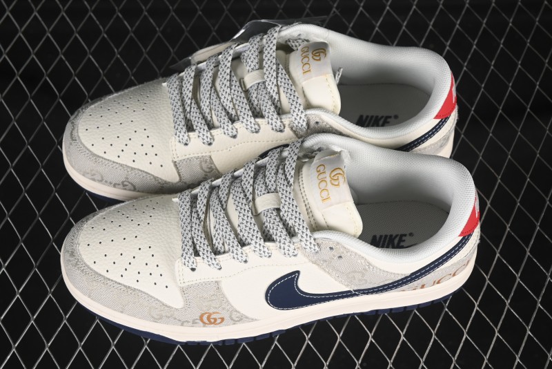 Nike SB Dunk Low Gucci Collaboration Woven Blue Swoosh Anniversary Custom Low-Top Casual Skate Shoes - FC1688-225