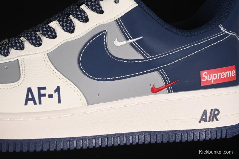 Nike Air Force 1 '07 Low Supreme Collaboration Grey Blue Casual Sneakers - HH7518-054