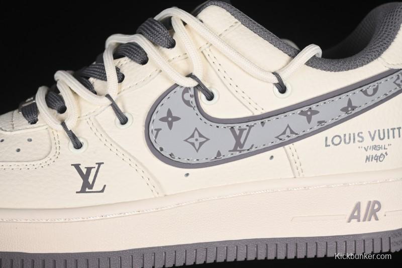 Nike Air Force 1 '07 Low LV Collaboration Grey Swoosh Drawstring Casual Sneakers - DM6868-067