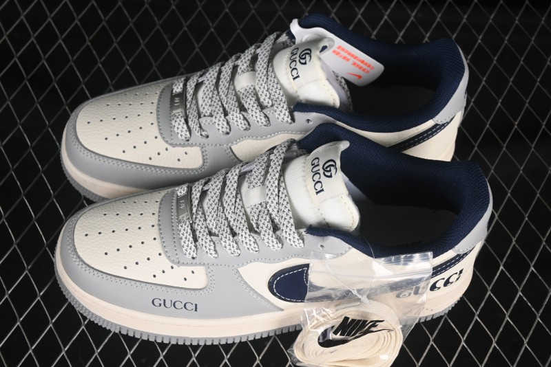 Nike Air Force 1 '07 Low Gucci Collaboration Grey Blue Swoosh Casual Sneakers - XS1958-543