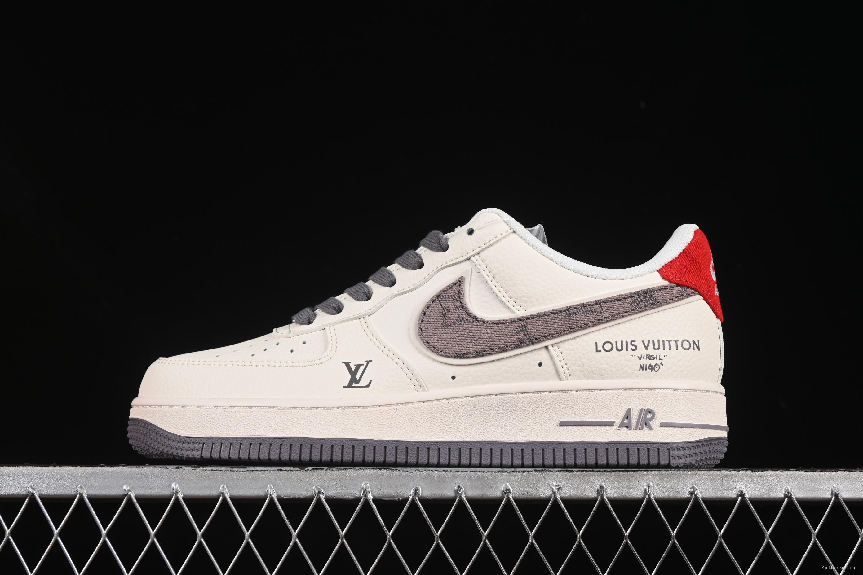 Nike Air Force 1'07 Low LV Collaboration Grey Denim Swoosh Casual Sneakers - XX3168-136