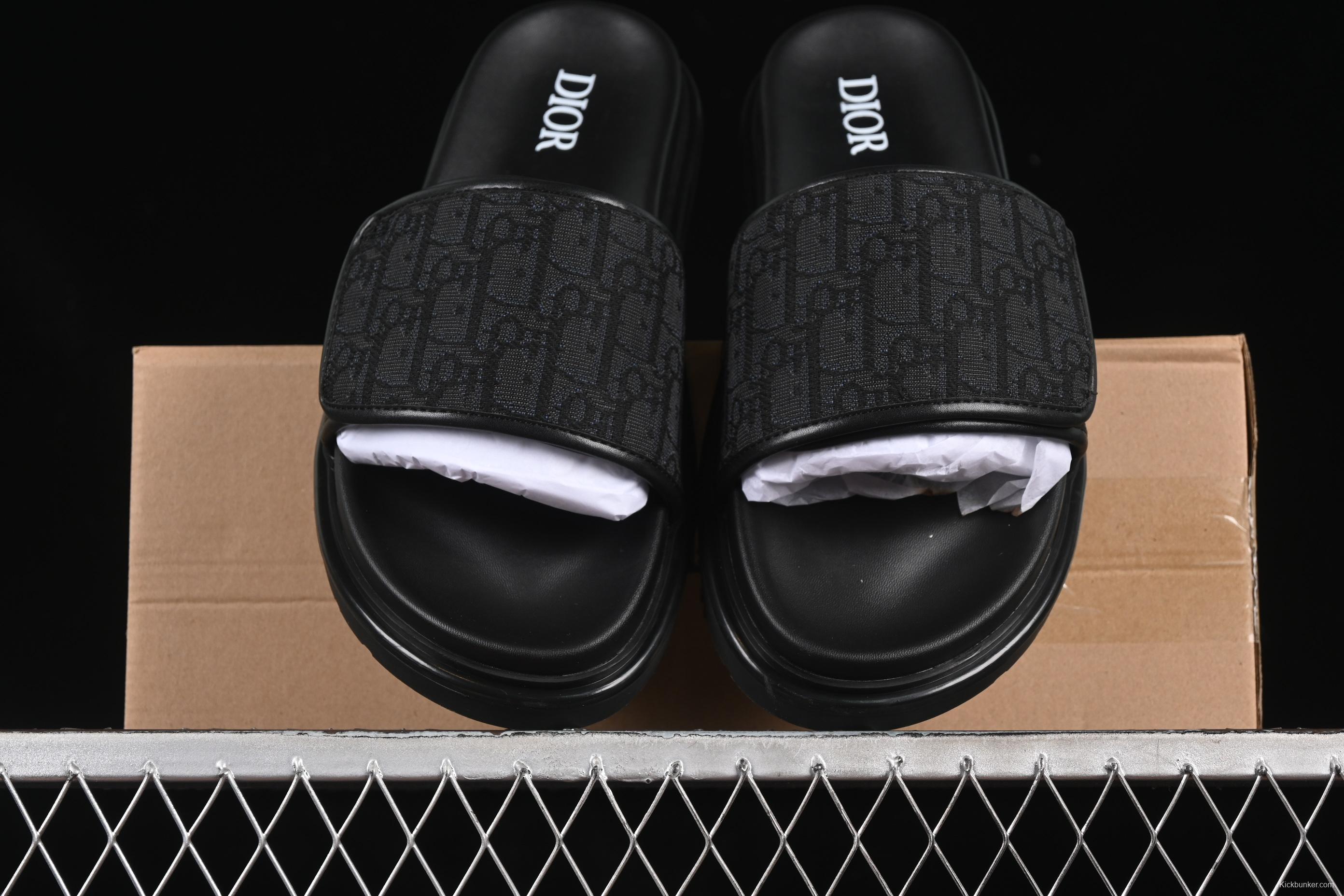 Dior Aqua Summer Men's Platform Casual Sandals with Oblique Print - 3SA126ZSA