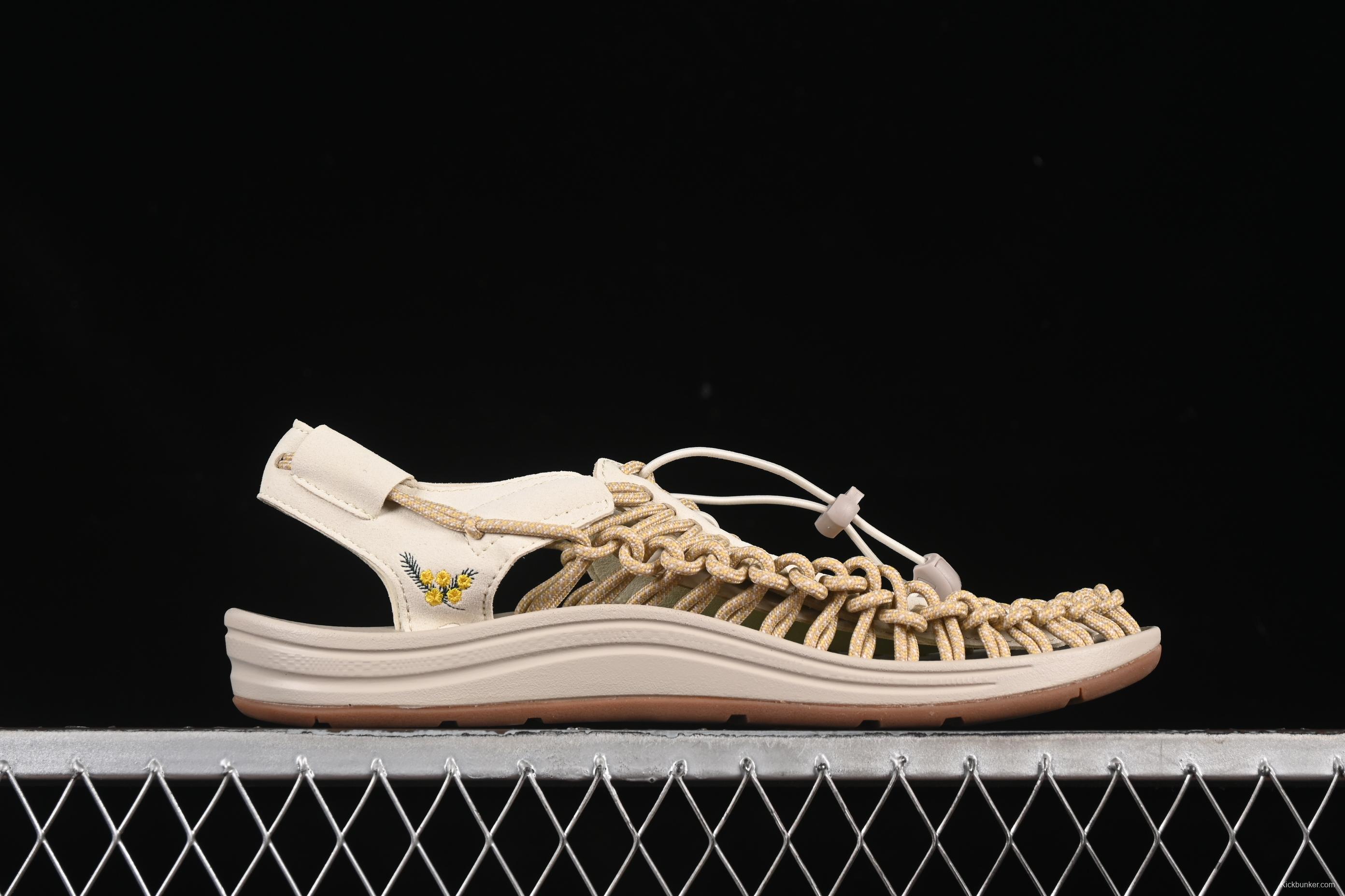 Keen Uneek Flat-M Woven Elastic Strap Casual Outdoor Water Sandals for Hiking and Wading - 1025169 MIMOSA