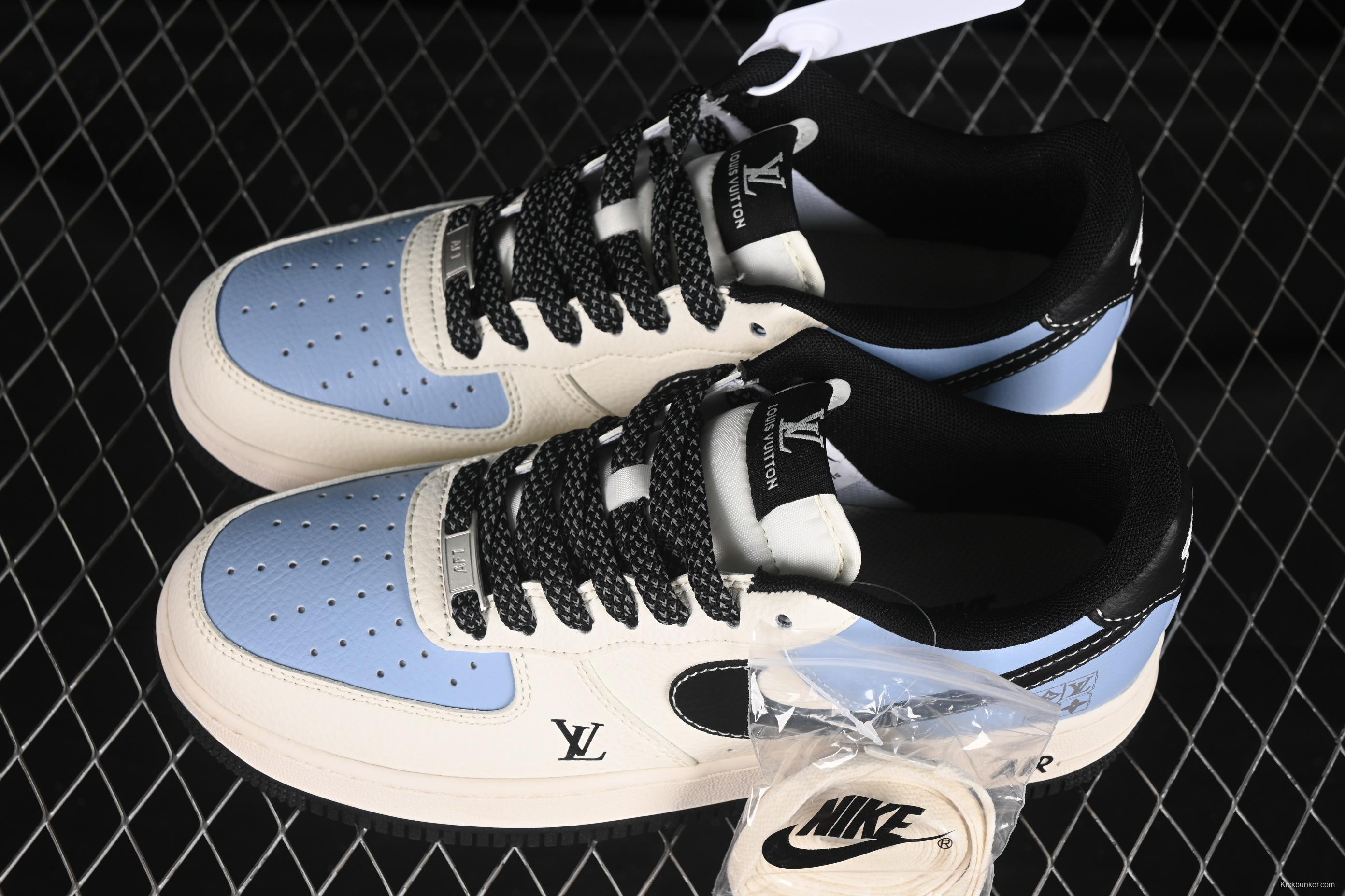 Nike Air Force 1 '07 Low LV Collaboration Black Water Blue Casual Sneakers - JJ2508-712