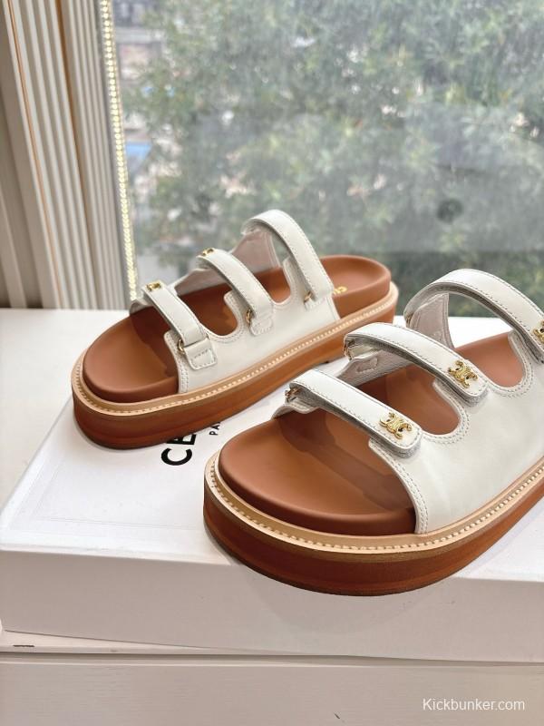 2025 CELINE White Leather Sandals