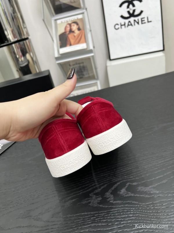 2025 Women Chanel Red Canvas Sneakers LY00230