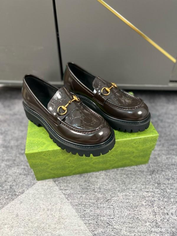 2024 Women Gucci Black Calf Leather Loafers MJ00300