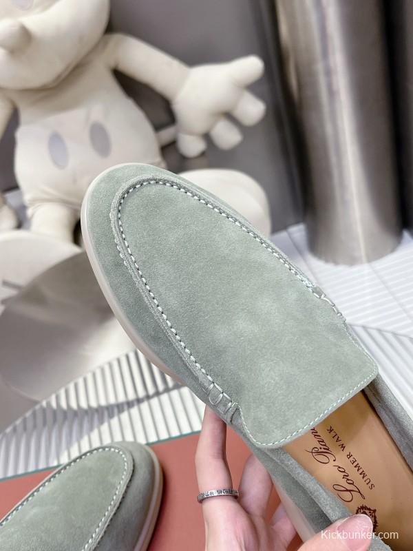 2025 Men LP Light Green Suede Loafers LY00260