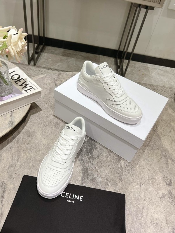 2025 Women Celine White Leather Casual Sneakers