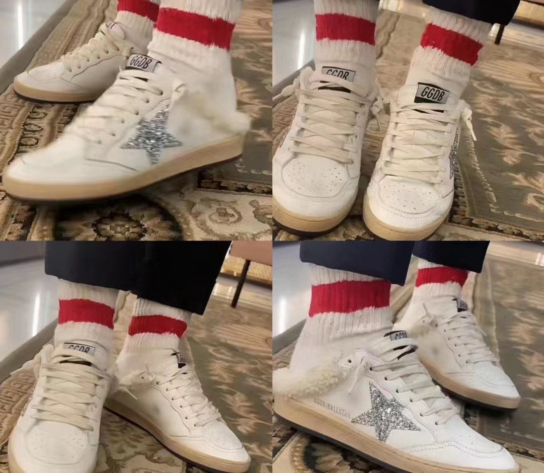 2024 GGDB white silver leather shearling sneakers MJ00280