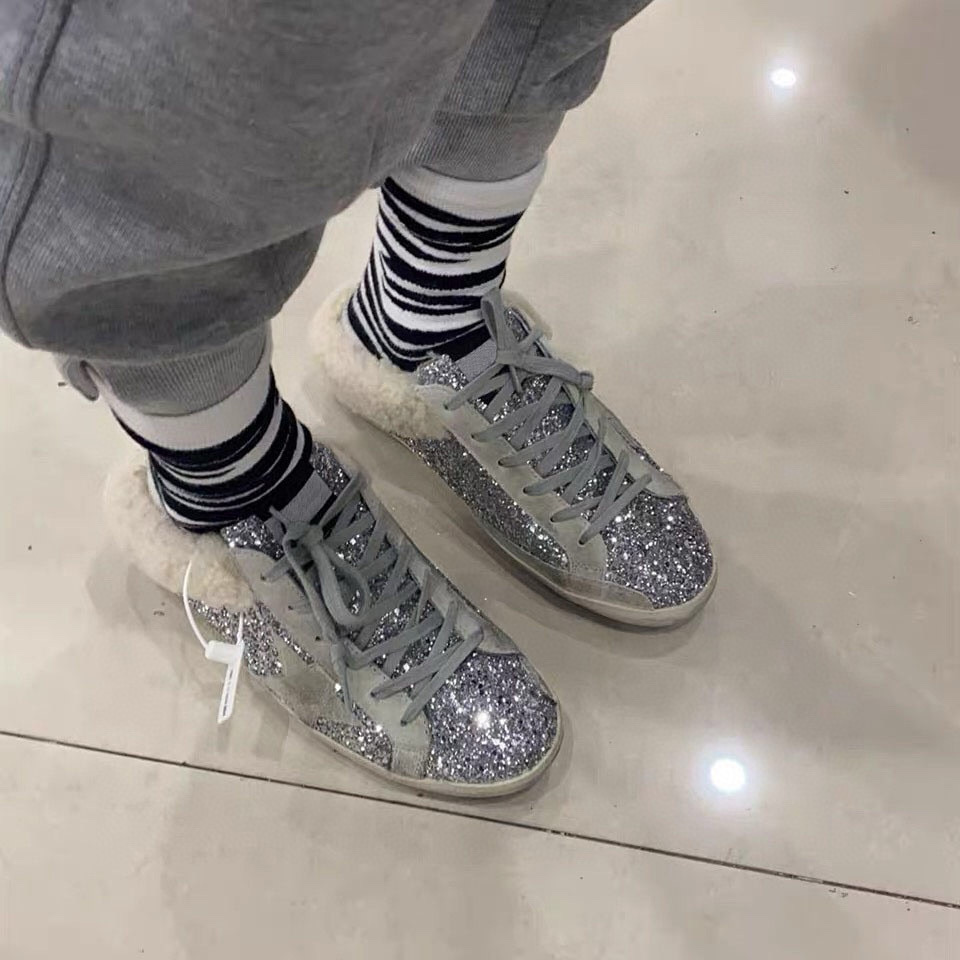 2024 Slippers GGDB Silver Shearling Slippers MJ00280