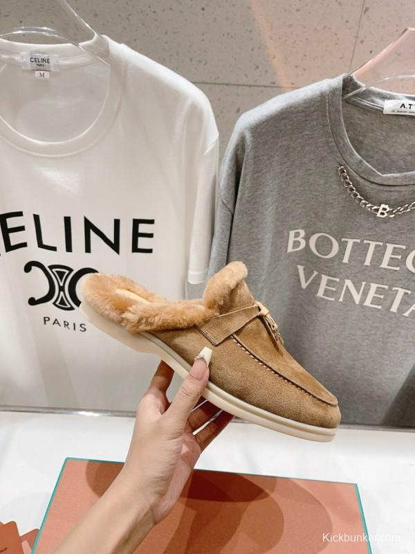 2024 Slippers LP Beige Suede Fur Slip-on