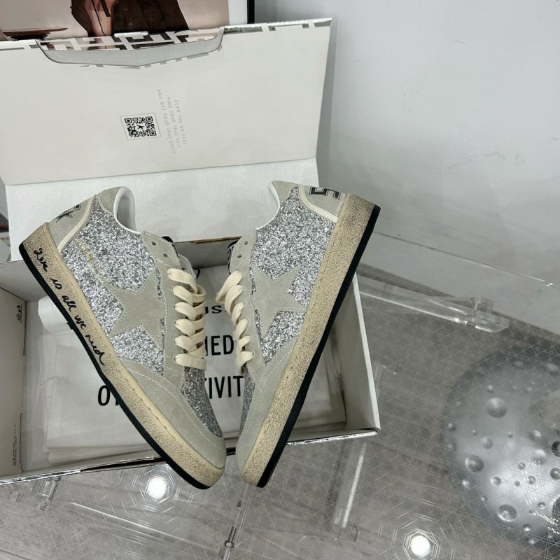 2024 Unisex GGDB Silver Grey Suede Glitter Low Top Sneakers MJ00260
