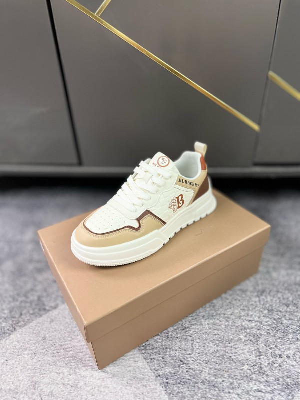 2024 Women Burberry White Beige Leather Sneakers MJ00251
