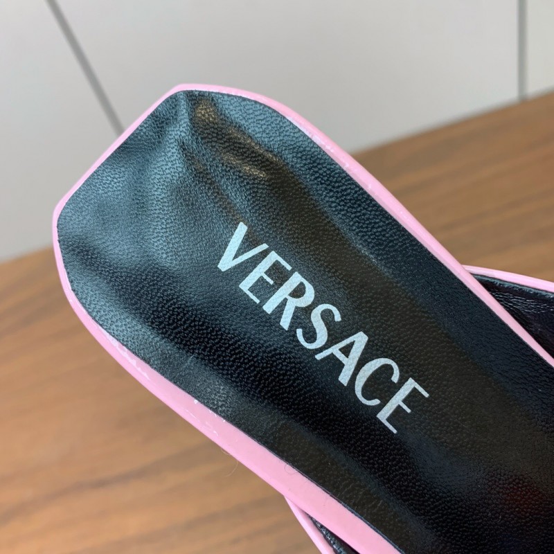 2025 Slippers VERSACE Pink Patent Leather Slippers