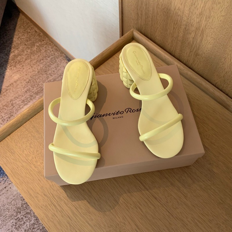 2025 Women Gianvito Rossi Yellow Leather Sandals