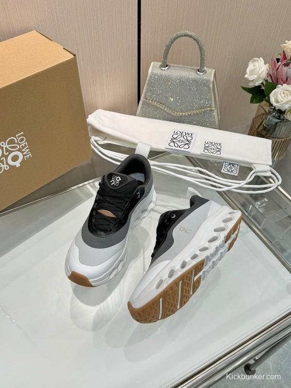 2025 Unisex Loewe Black White Grey Polyester Mesh Sneakers