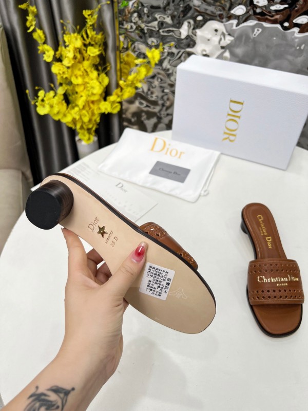 2025 Women Dior Brown Leather Sandals LY00210
