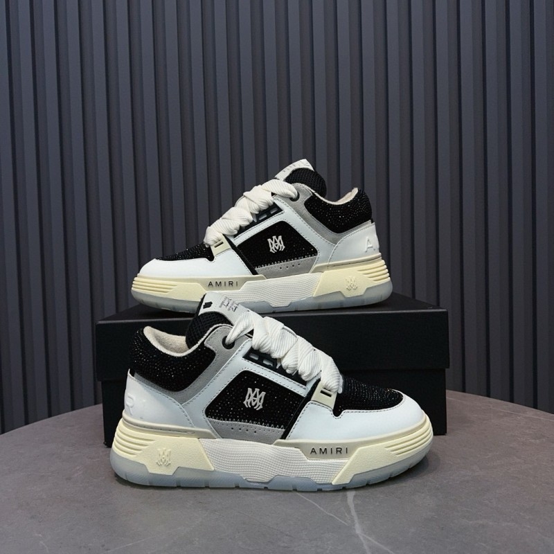 2024 Unisex Amiri Black White Leather Sneakers MJ00410