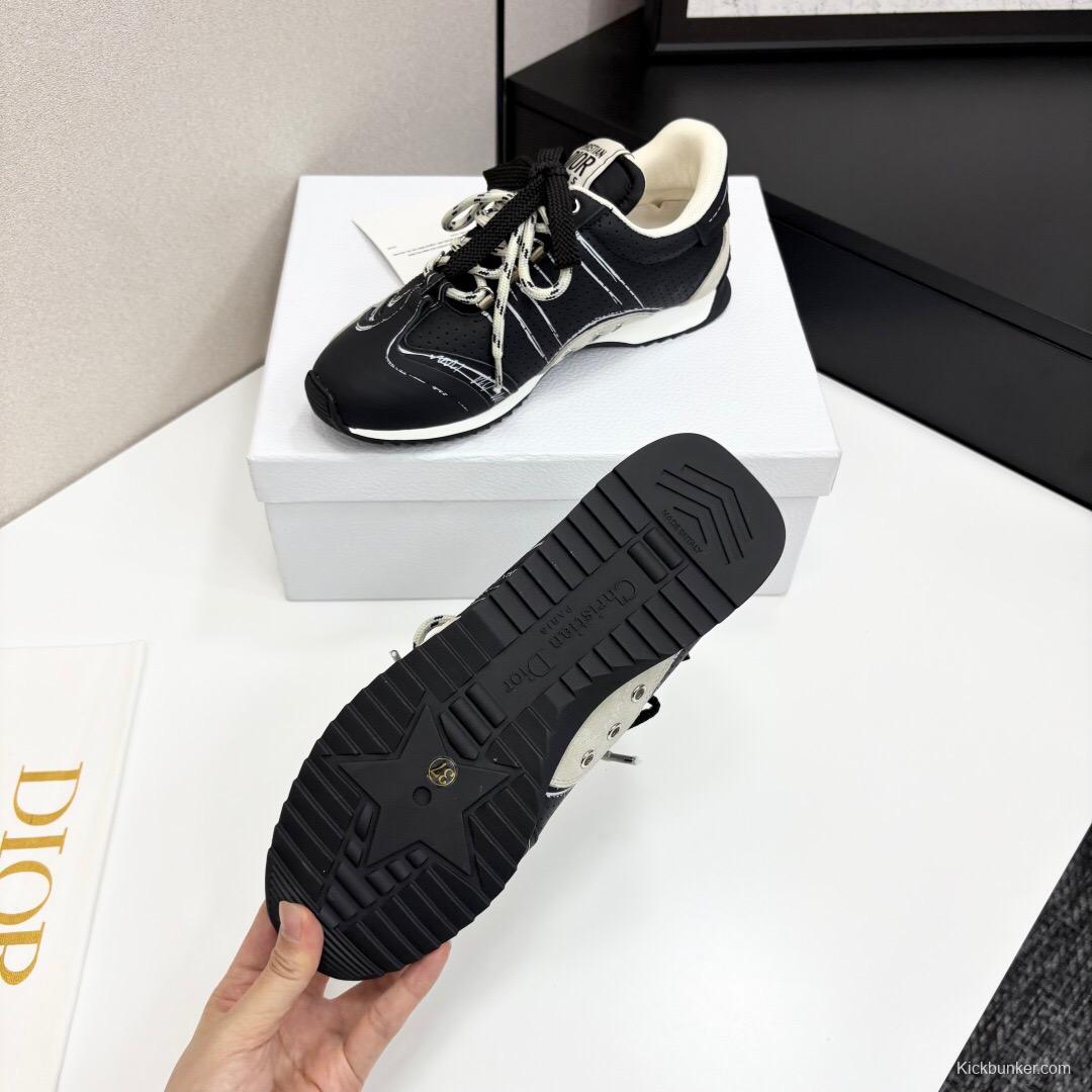 2025 Unisex Dior Black White Suede Leather Mesh Sneakers LY00300