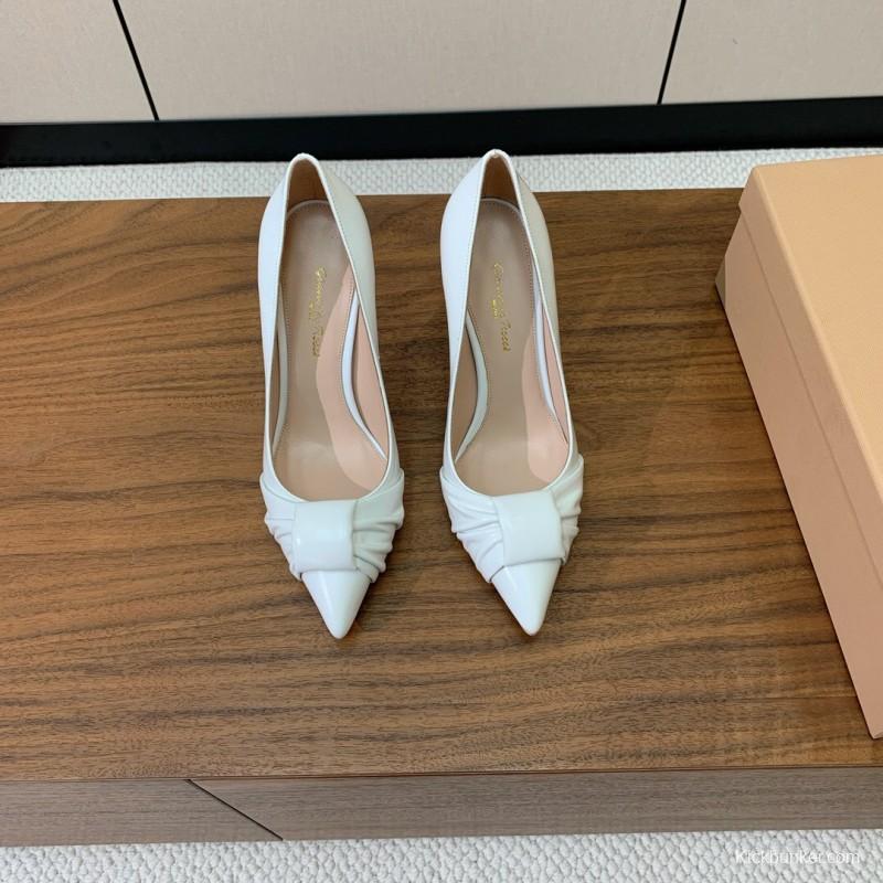 2025 Women Gianvito Rossi White Leather Pumps KFY00300